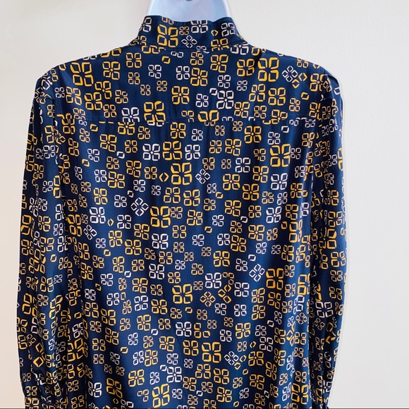 Vintage DKNY Navy Blue Silk Printed Neck Tie Dress with Pockets Size 6 - Picture 7 of 11